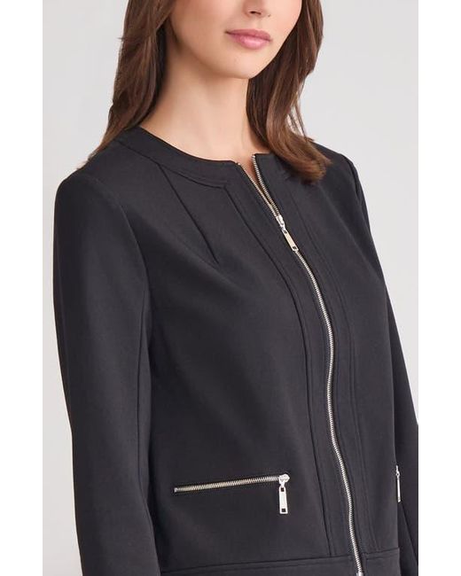 Misook Black Front Zip Ponte Jacket