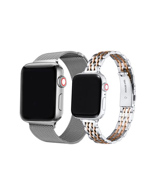 The Posh Tech White Assorted 2-pack Stainless Steel Apple Watch Watchbands for men