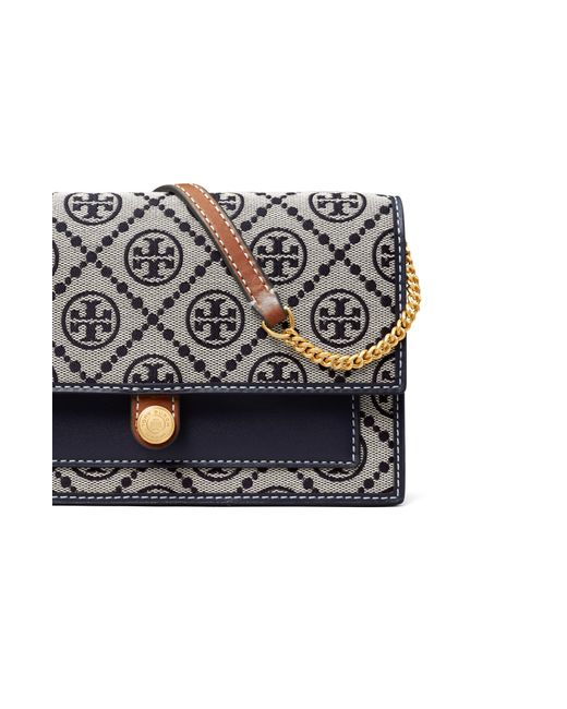 Tory Burch Gray T Monogram Wallet On A Chain