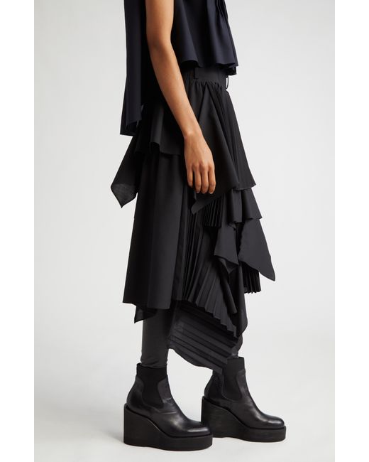Sacai Suiting Mix Skirt in Black   Lyst