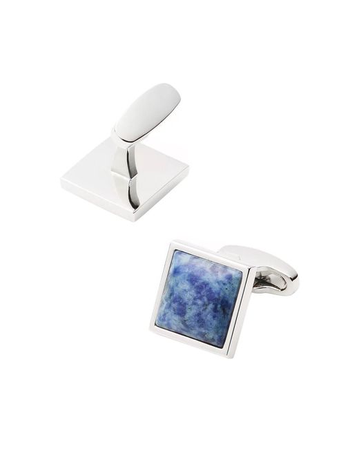 Link Up Blue Silvertone Square Stone Cufflinks for men