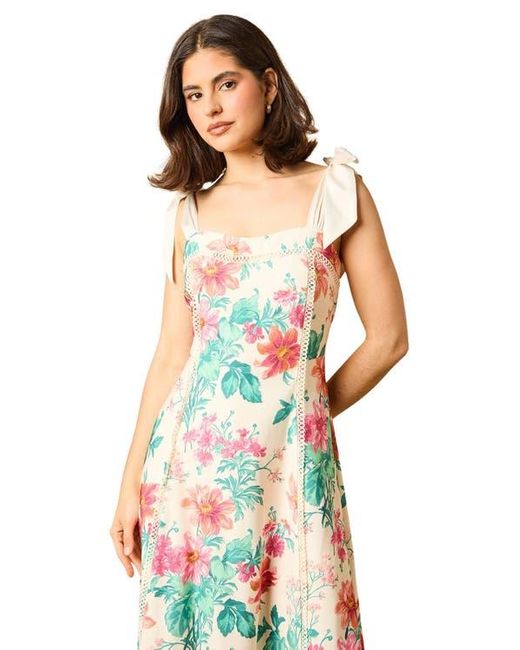 Oasis Multicolor Bow Strap Midi Prom Dress