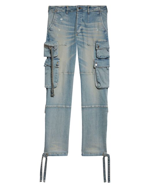 Amiri Blue Tactical Distressed Cargo Jeans for men