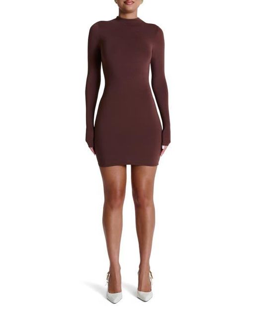 Naked Wardrobe Red Long Sleeve Mock Neck Minidress
