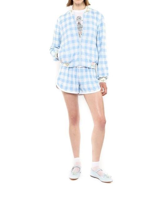 Anna Sui Blue Gingham Terry Jacket