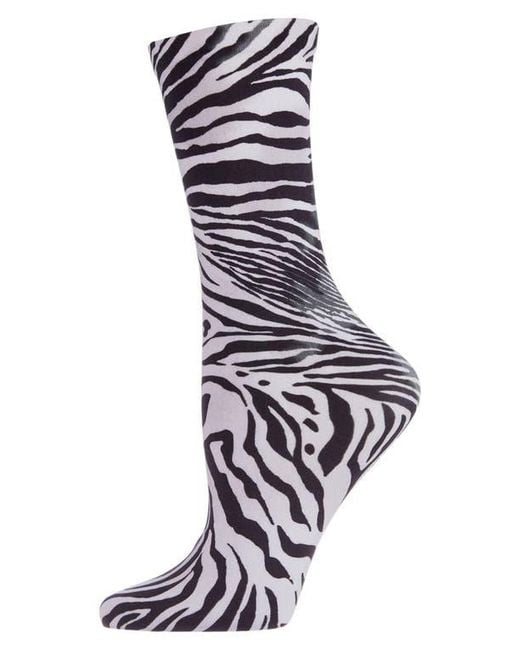 Natori Blue Zebra Crew Socks