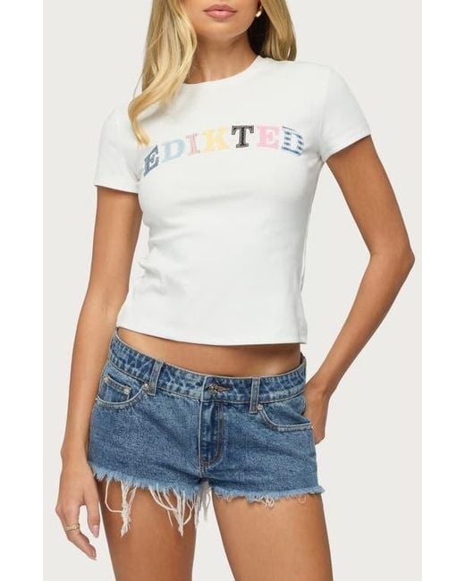 Edikted Blue Patchwork Logo Baby Tee