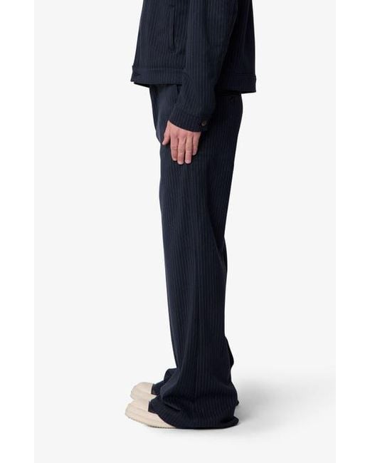 MNML Blue Pinstripe Bootcut Pants for men