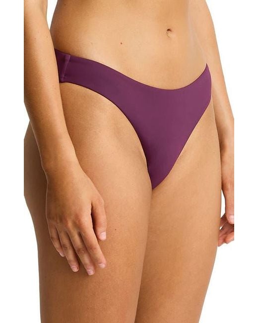 Sea Level Purple Essentials Edit Mid Bikini Bottoms