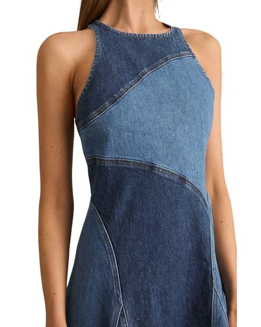 Reiss Wilder Colorblock Denim Panel Midi Dress in Blue | Lyst
