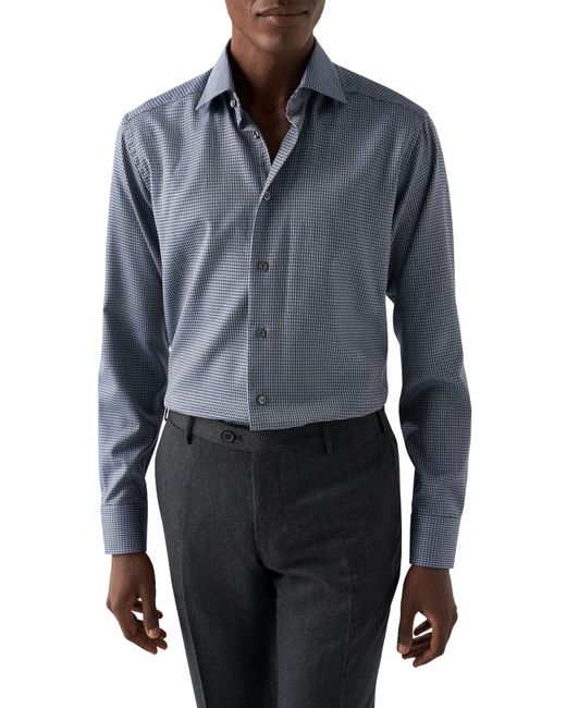 Eton of Sweden Blue Contemporary Fit Mélange Check Dress Shirt for men