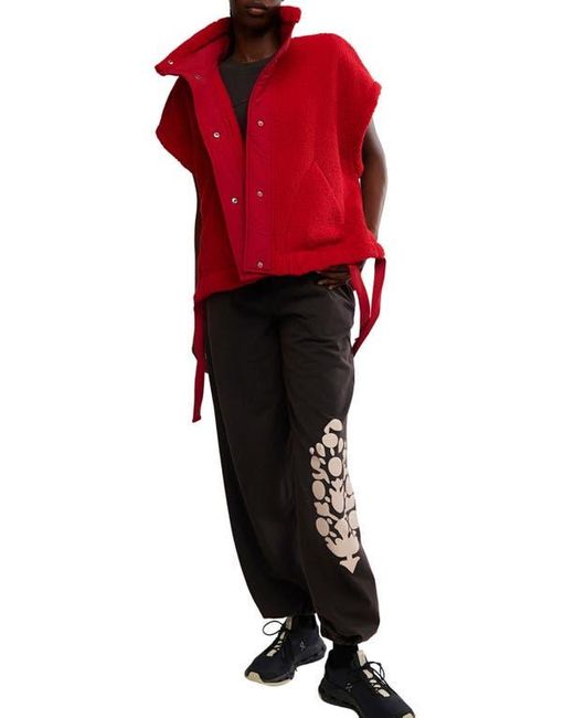 Free People Red Scout It Out Fleece Vest