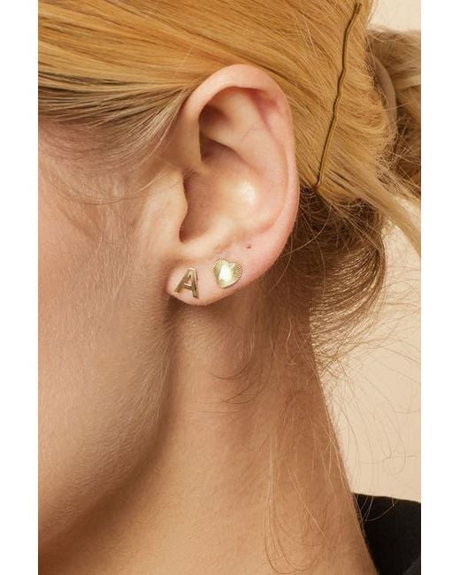 Oradina White 14K Initial Reaction Single Stud
