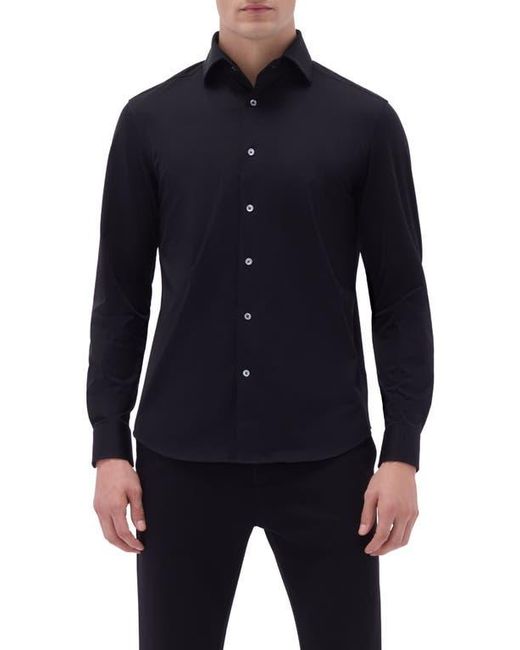 Bugatchi Blue Devon Ooohcotton Button-Up Shirt for men