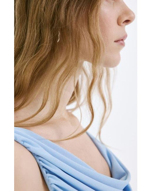 Mango Blue Drape Detail Open Back Top