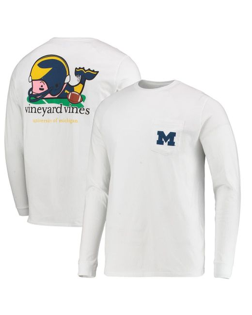 Vineyard Vines White Michigan Wolverines Football Whale Long Sleeve T-shirt At Nordstrom for men