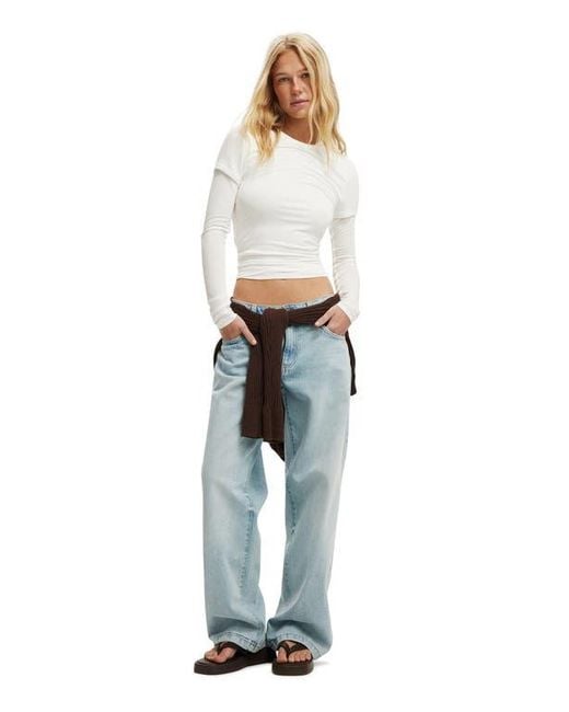 Cotton On White Sheer Layer Crew Long Sleeve