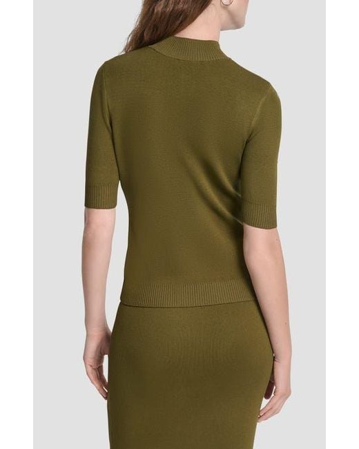 DKNY Green Cutout Grommet Mock Neck Sweater