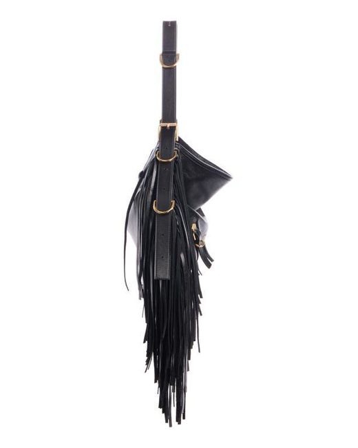 Givenchy Black Medium Voyou Fringe Leather Hobo Bag