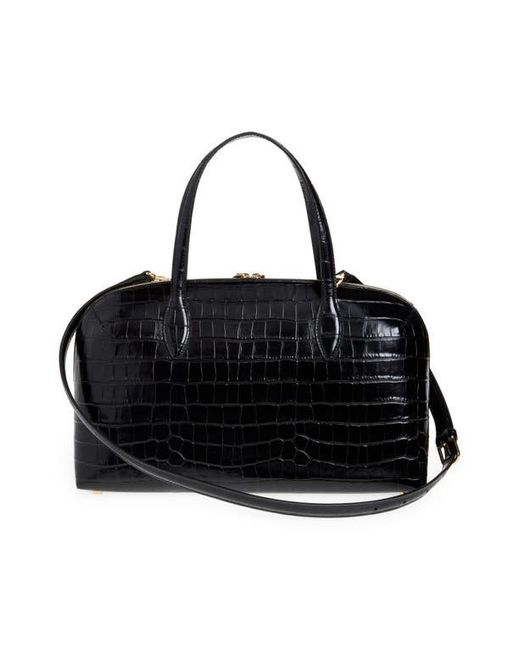 Totême  Black Medium Lounge Croc Embossed Leather Tote