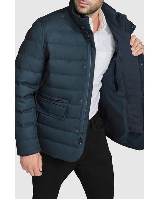 Cole Haan Quilted Down Feather Fill Jacket With Removable Bib in Blue for Men Lyst