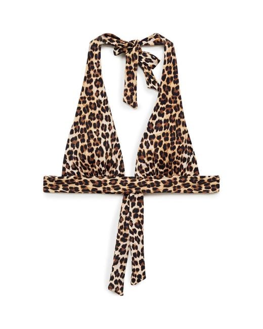 Mango Brown Leopard Print Bikini Top