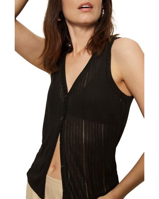 Sanctuary Black Rib Button Front Tank
