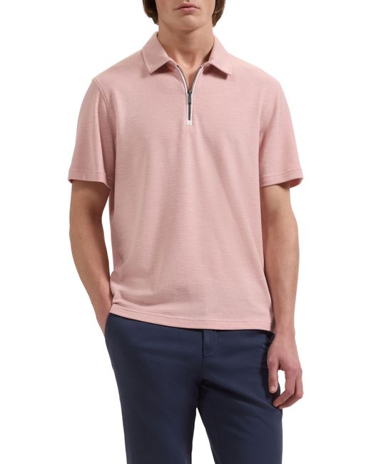 Bugatchi Red Quarter Zip Polo for men