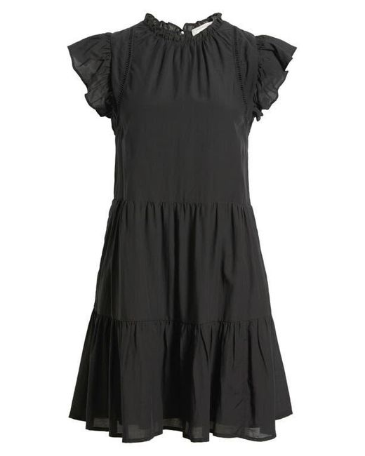 Treasure & Bond Black Tiered High Neck Shift Minidress