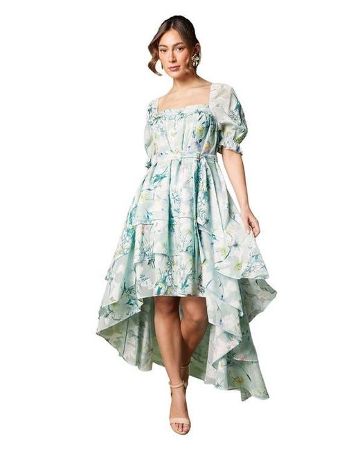 Coast Blue Short Sleeve Printed Chiffon Midi Dress