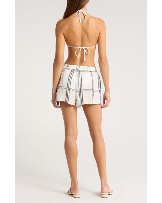 L*Space White Rio Linen Cover-up Drawstring Shorts