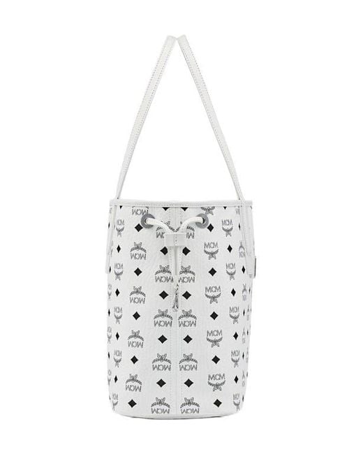 MCM White Medium Liz Reversible Shopper