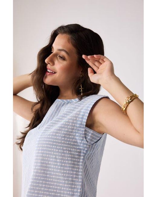 REISTOR Multicolor Button-Back Crew Neck Top