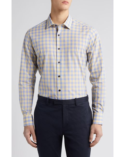 Scott Barber Gray Microdobby Glen Plaid Button-up Shirt for men