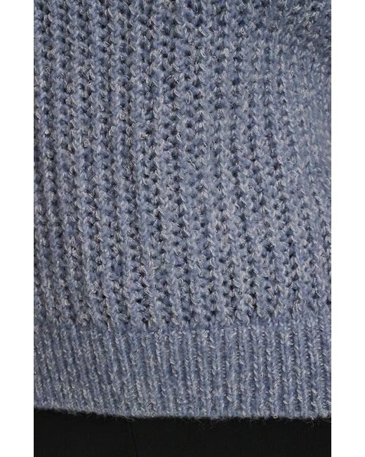 Donna Karan Gray Open Stitch Crewneck Sweater