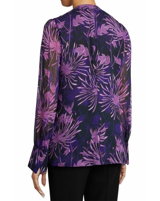 Santorelli Purple Francis Blouse With Neck Tie