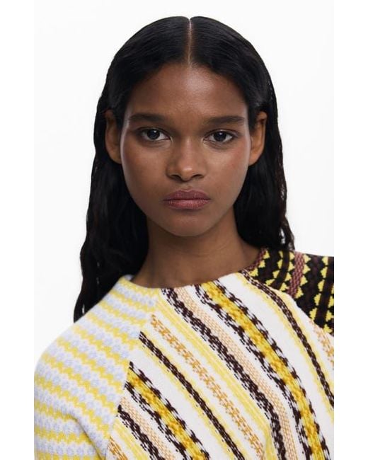 Desigual Multicolor Pieced Mixed Stripe Sweater