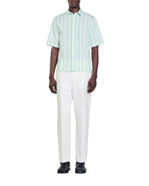Sandro Blue Stripe Short Sleeve Button-up Shirt for men