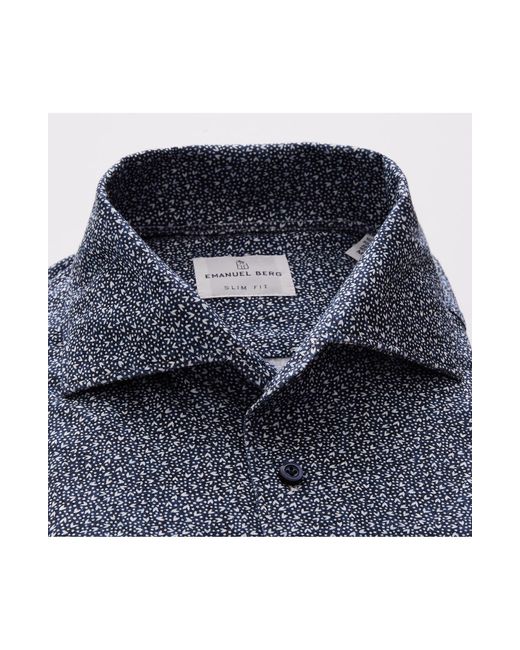 Emanuel Berg Blue Scatter Print Short Sleeve Knit Button-up Shirt for men