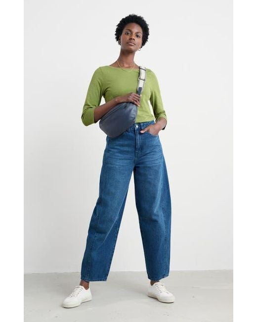 Seasalt Cornwall Green Easel Stretch Organic Cotton Top