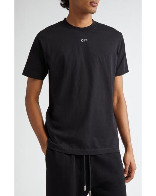 【関税＆送料込み】Off-White 'Stitch Arrow' Black Cotton T- OFF-WHITE Stitch Arrow Slim Short Sleeve Tee in Black