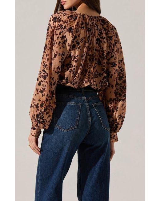 Astr Blue Reyen Long Sleeve Top