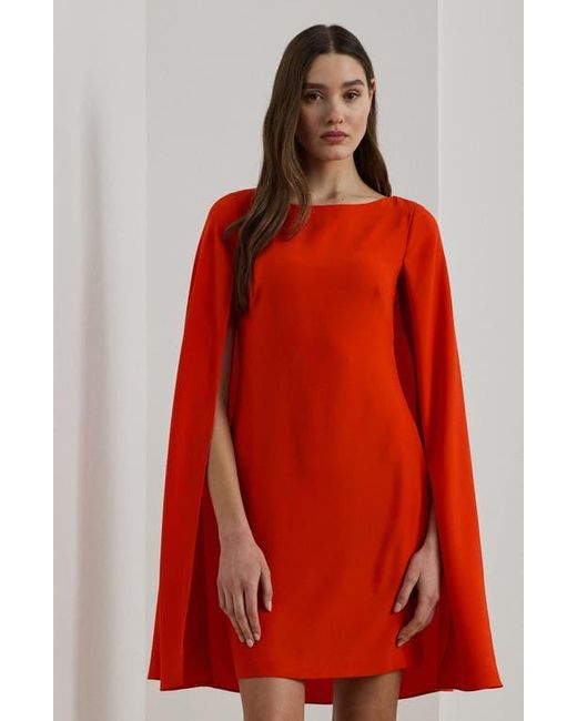 Ralph Lauren Red Capelet Georgette Cocktail Dress