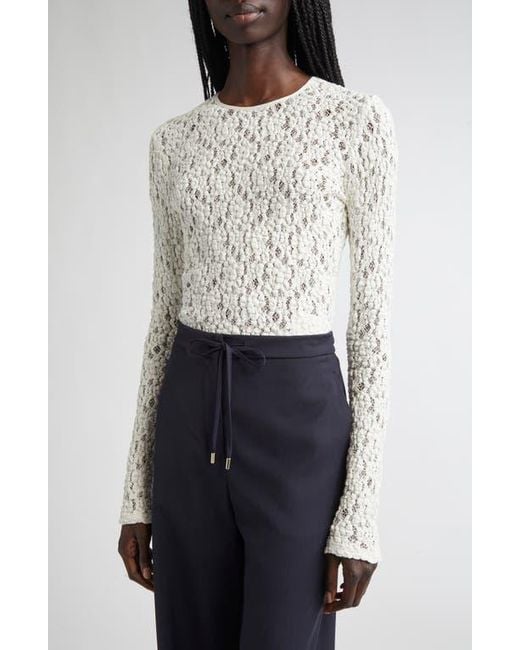 Max Mara White Gennaio Textured Lace Top