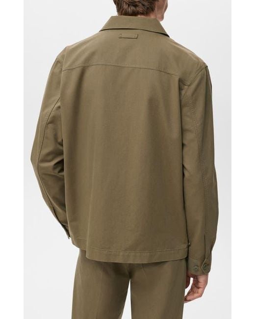 Mango Green Regular Fit Lyocell & Cotton Jacket for men