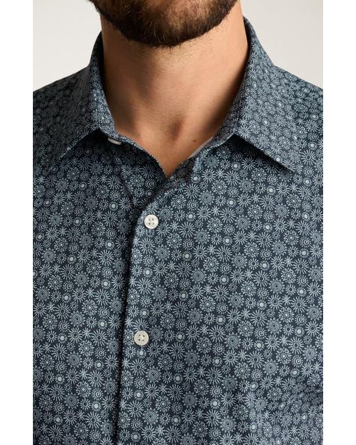 Bonobos Gray Sun Print Tech Short Sleeve Button-Up Shirt for men