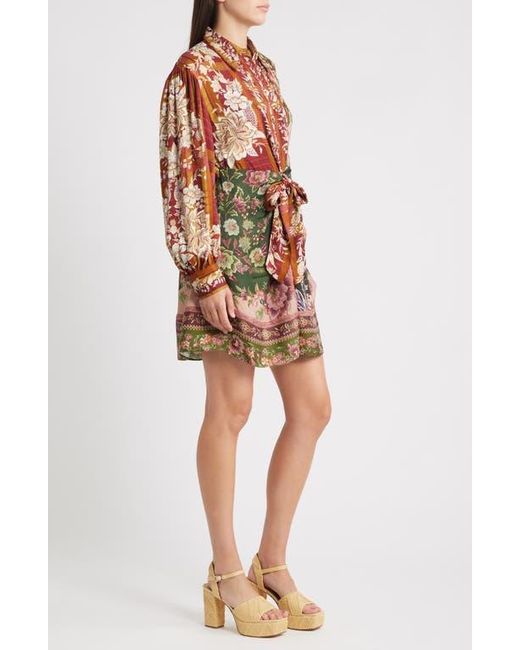 Farm Rio Multicolor Winter Garden Long Sleeve Minidress
