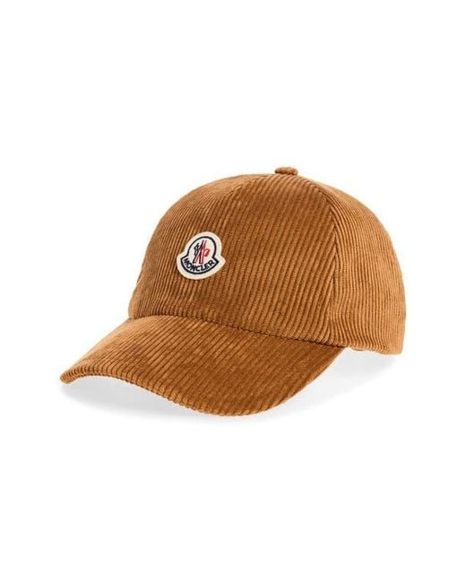 Moncler Brown Logo Patch Corduroy Baseball Cap