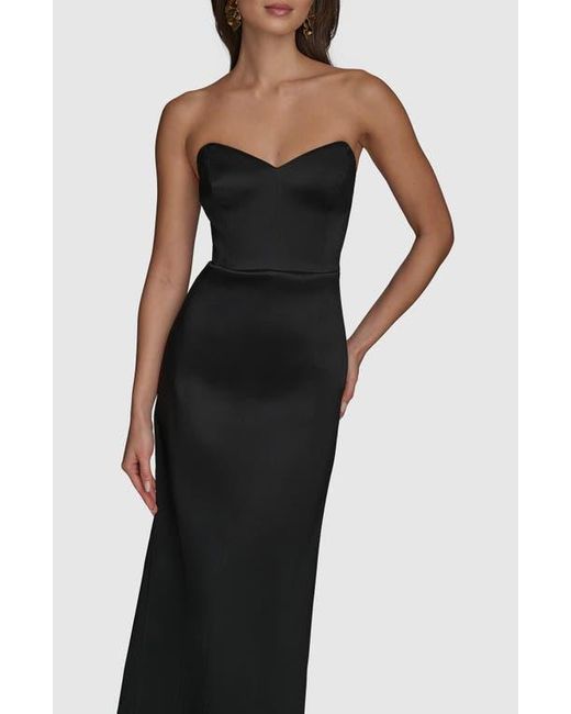 Donna Karan Black Strapless Satin Gown