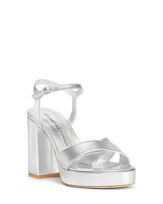 Stuart Weitzman White Dayna Platform Sandal